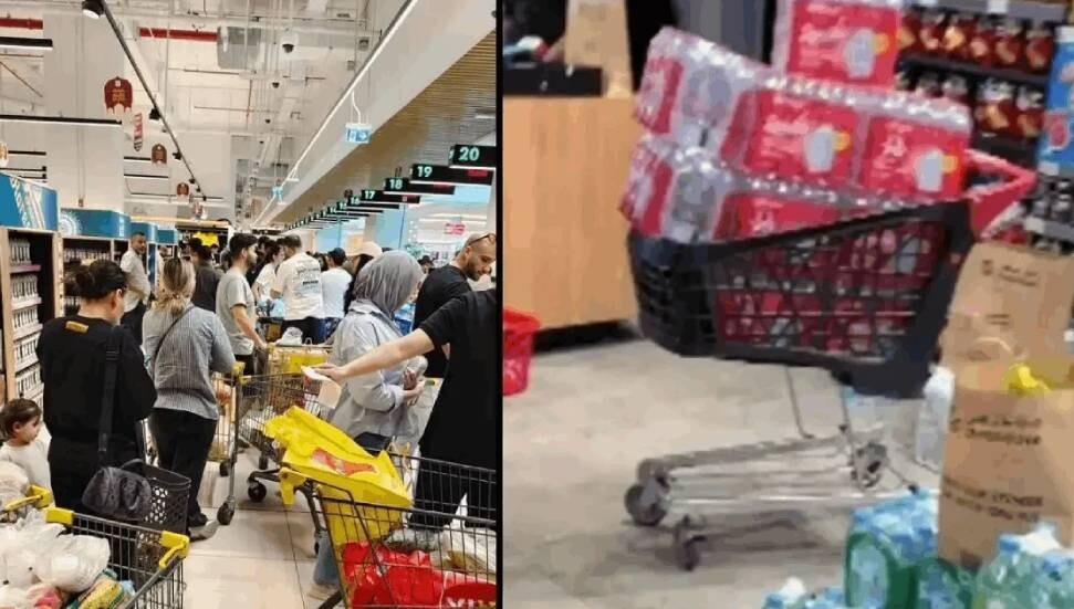 Dubai'de su izdihamı: Savaş korkusuyla rafları boşalttılar