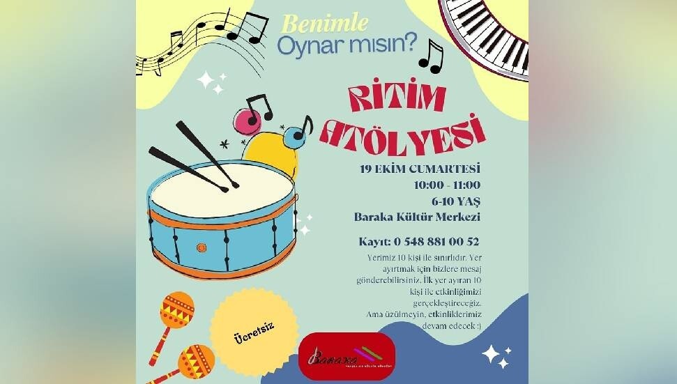 Baraka Kültür Merkezi, Ritim Atölyesi etkinliği düzenleyecek