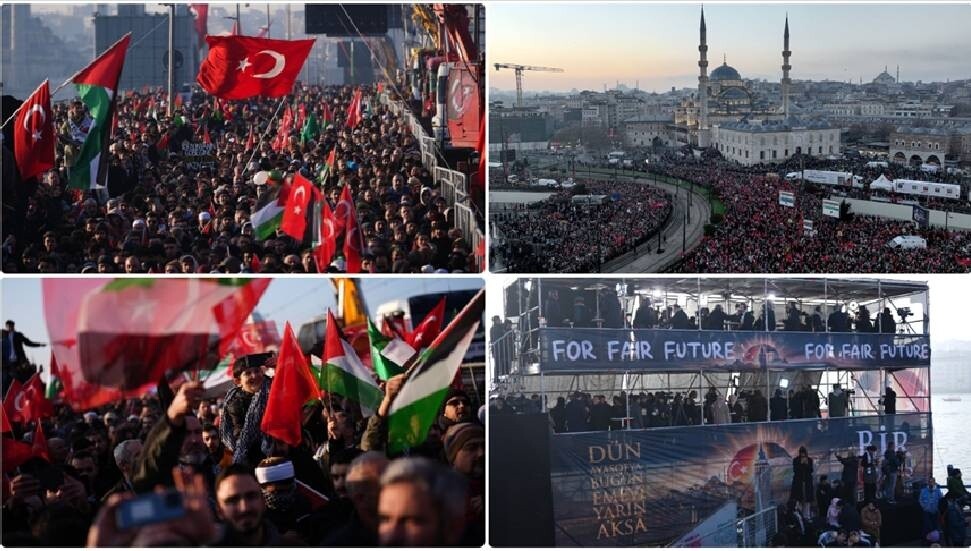 Filistin'e destek için yüz binlerin Galata Köprüsü'nde buluştuğu eylem sona erdi