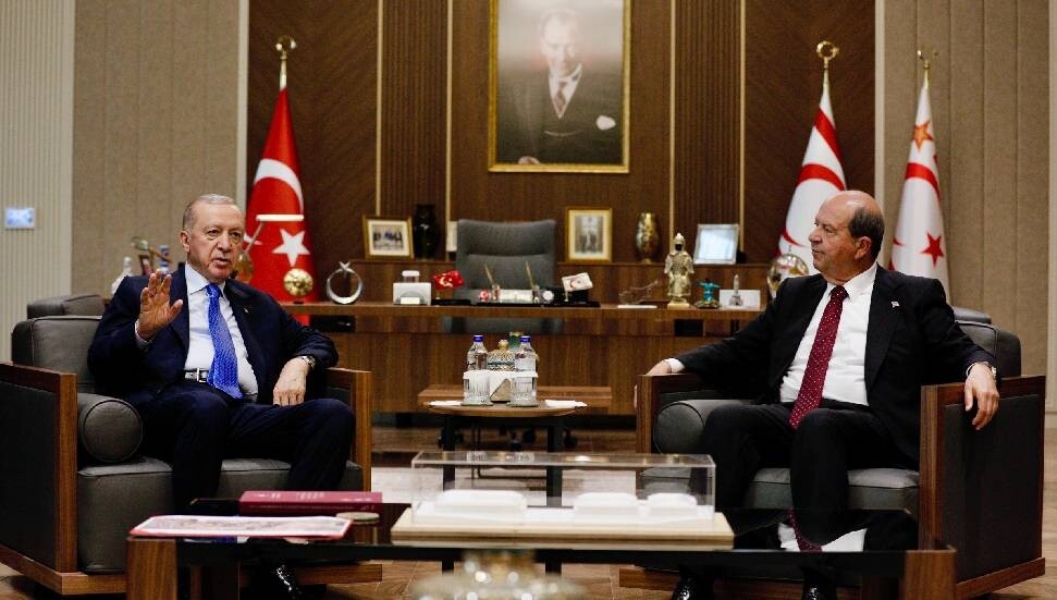 Recep Tayyip Erdoğan ve Ersin Tatar, Cumhurbaşkanlığı'nda bir araya geldi