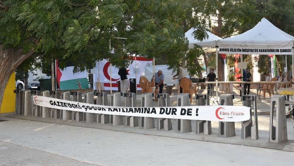 Lefkoşa'da "Filistin Dayanışma Çadırı" kuruldu