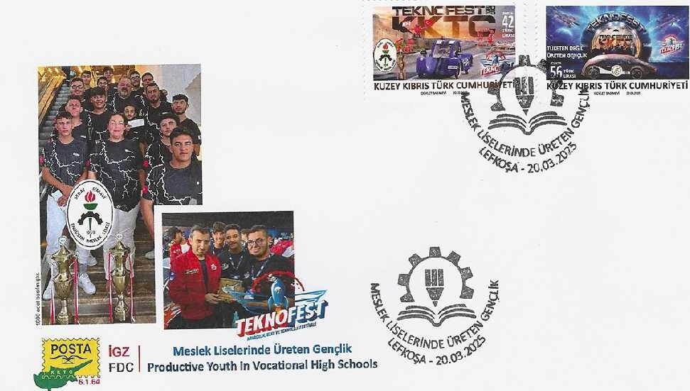 Sedat Simavi Endüstri Meslek Lisesi'nin elektrikli araçlarının bulunduğu posta pulları, Posta Dairesi'nden alınabilir