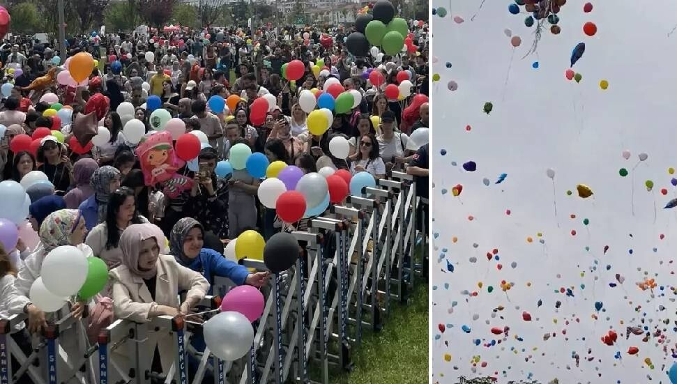 Kanseri yenen Ali Asaf için binlerce balon gökyüzüne bırakıldı