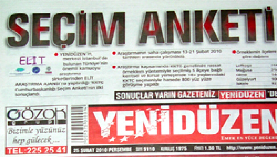 Yenidüzen Gazetesi "Cumhurbaşkanlığı Seçim Anketi" yaptırttı