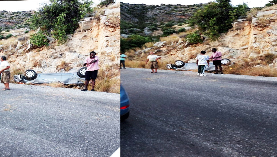 Dağyolu’nda kaza: Araç tavanı üzerinde durabildi