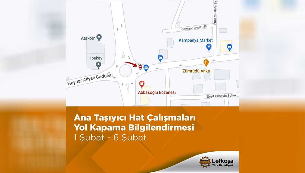 Εργαστείτε στη λεωφόρο Özker Özgür μεταξύ 1-6 Φεβρουαρίου